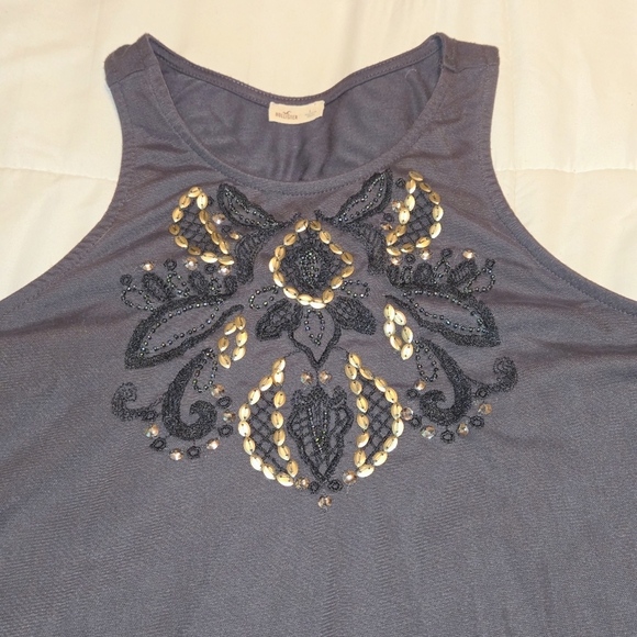 Hollister Sleeveless "Sheer Shelled" Beaded & Jeweled Swing Top - Picture 11 of 16